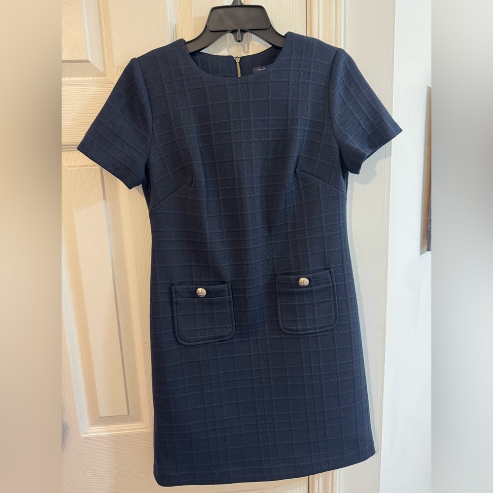 Tommy Hilfiger Blue Sheath Mini Dress Crew Neck Short Sleeve